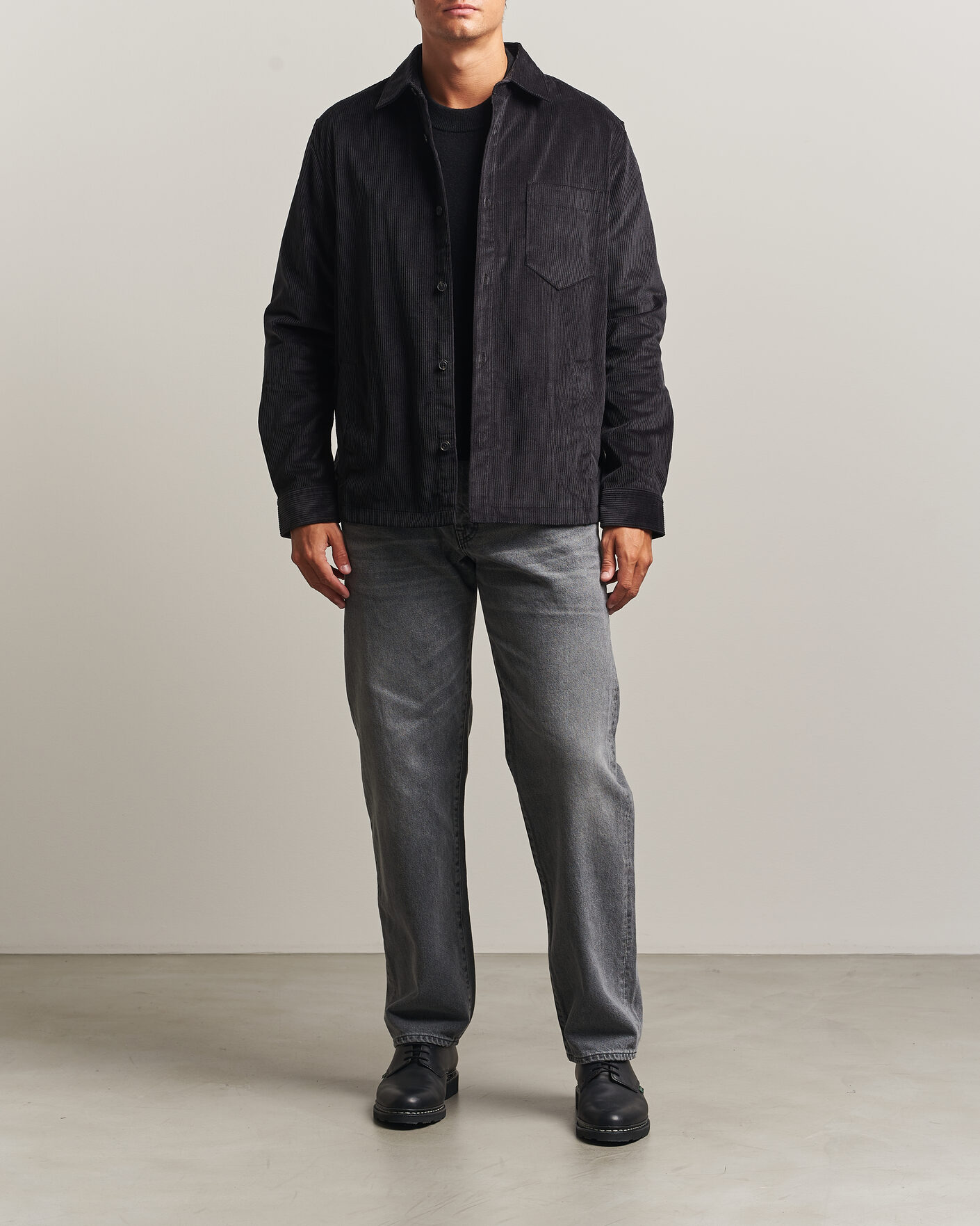 Men | Shirts | HUGO | Ecord Corduroy Overshirt Black