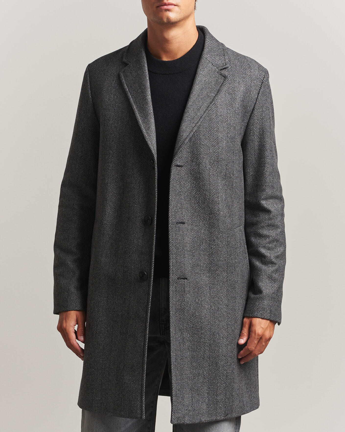 Men | Coats & Jackets | HUGO | Malte Herringbone Coat Dark Grey