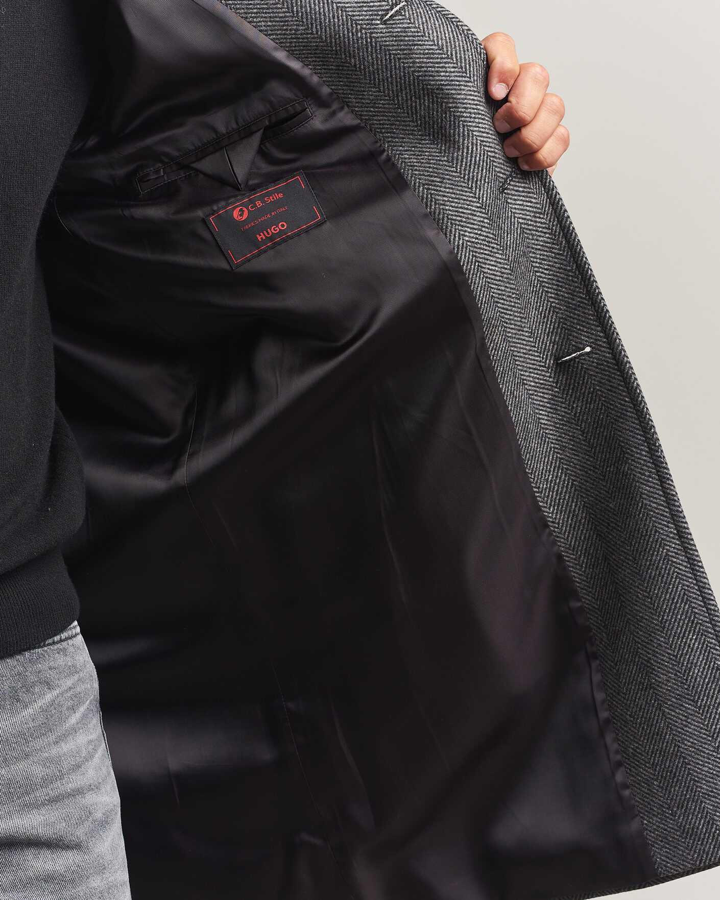 Men | Coats & Jackets | HUGO | Malte Herringbone Coat Dark Grey