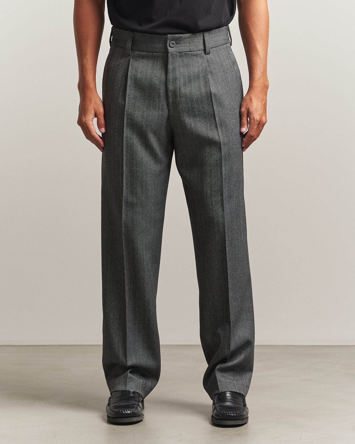 Men | Trousers | HUGO | Flips Herringbone Suit Trousers Dark Grey