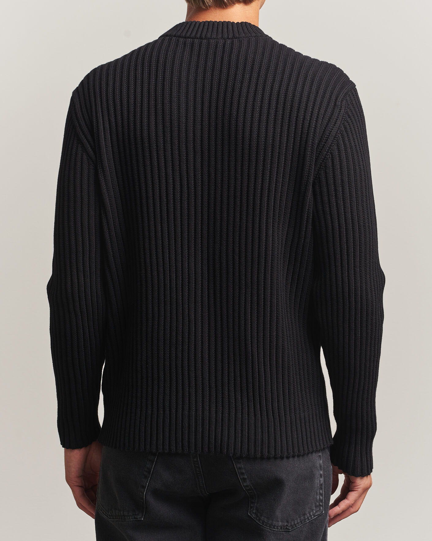 Men | Sweaters & Knitwear | HUGO | Sribban Cotton Knitted Sweater Black