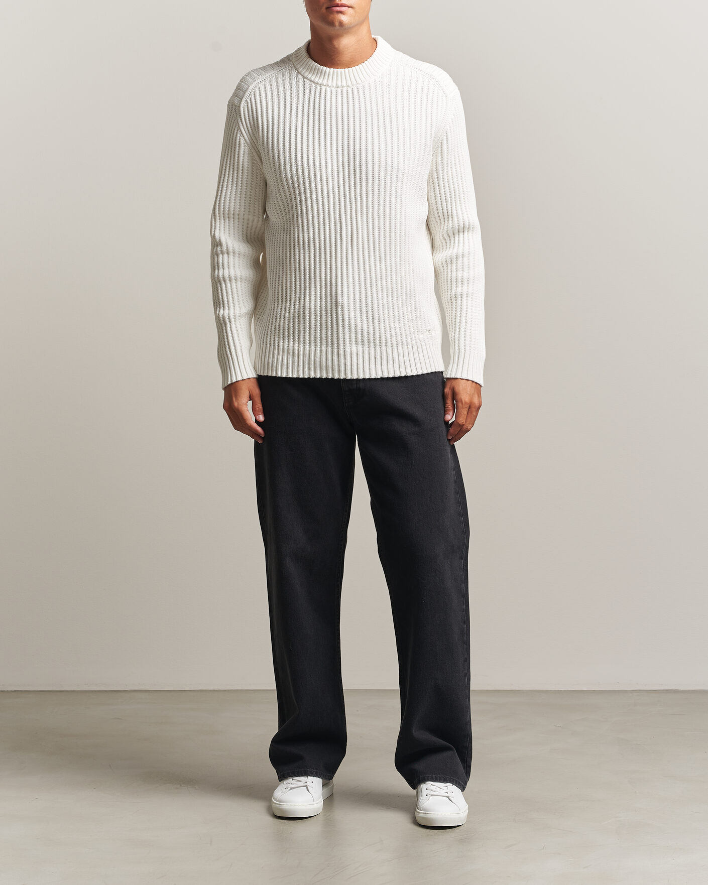 Men | Sweaters & Knitwear | HUGO | Sribban Cotton Knitted Sweater Natural