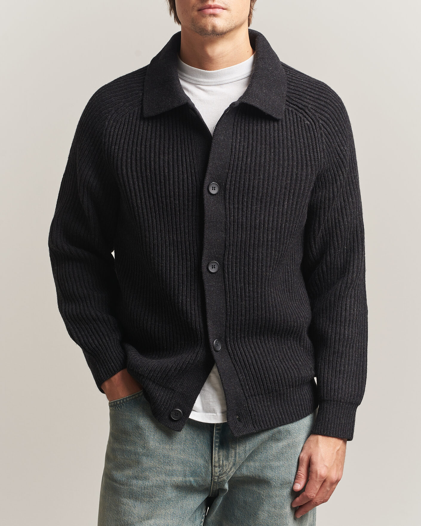 Men | Sweaters & Knitwear | HUGO | Sardeep Wool Knitted Cardigan Black