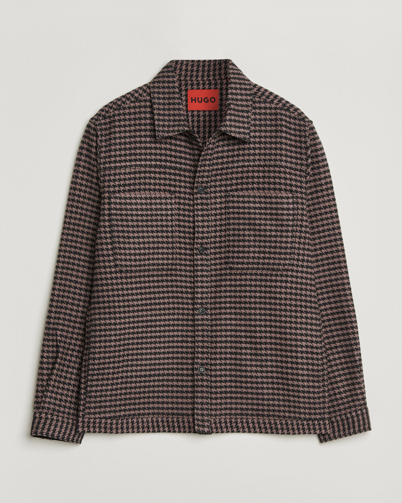 Men | Shirts | HUGO | Eniri Houndstooth Overshirt Copper Brown