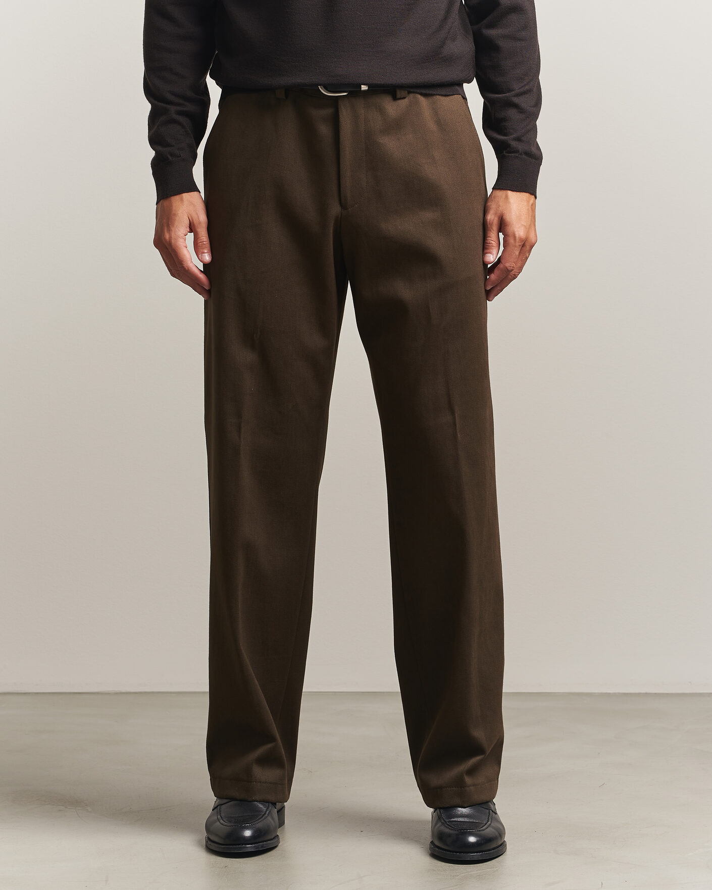 Men | Trousers | BOSS CAMEL | Pave Brushed Cotton Pleated Trousers Open Green