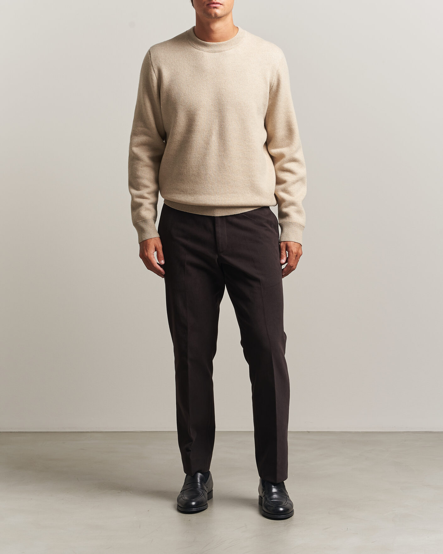 Men | Sweaters & Knitwear | BOSS CAMEL | Farrison Wool Knitted Sweater Light Beige