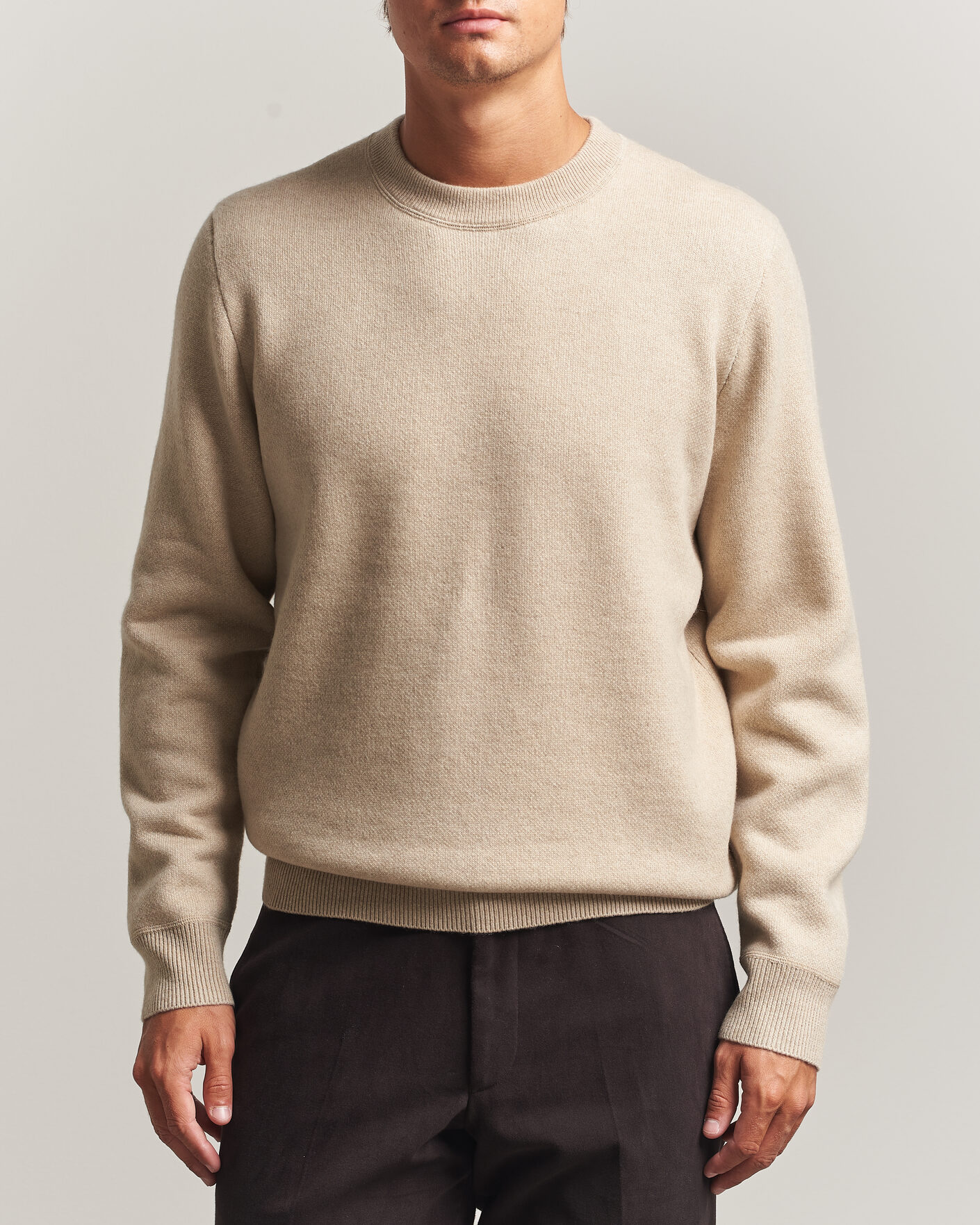 Men | Sweaters & Knitwear | BOSS CAMEL | Farrison Wool Knitted Sweater Light Beige