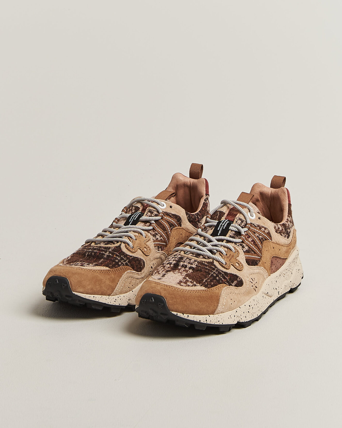 Men | Sneakers | Flower Mountain | Yamano 3 Suede/Wool Check Sneaker Brown