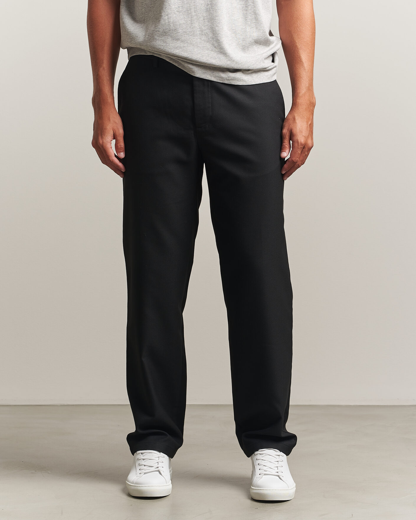 Men | Trousers | J.Lindeberg | Logan Brushed Twill Pants Black