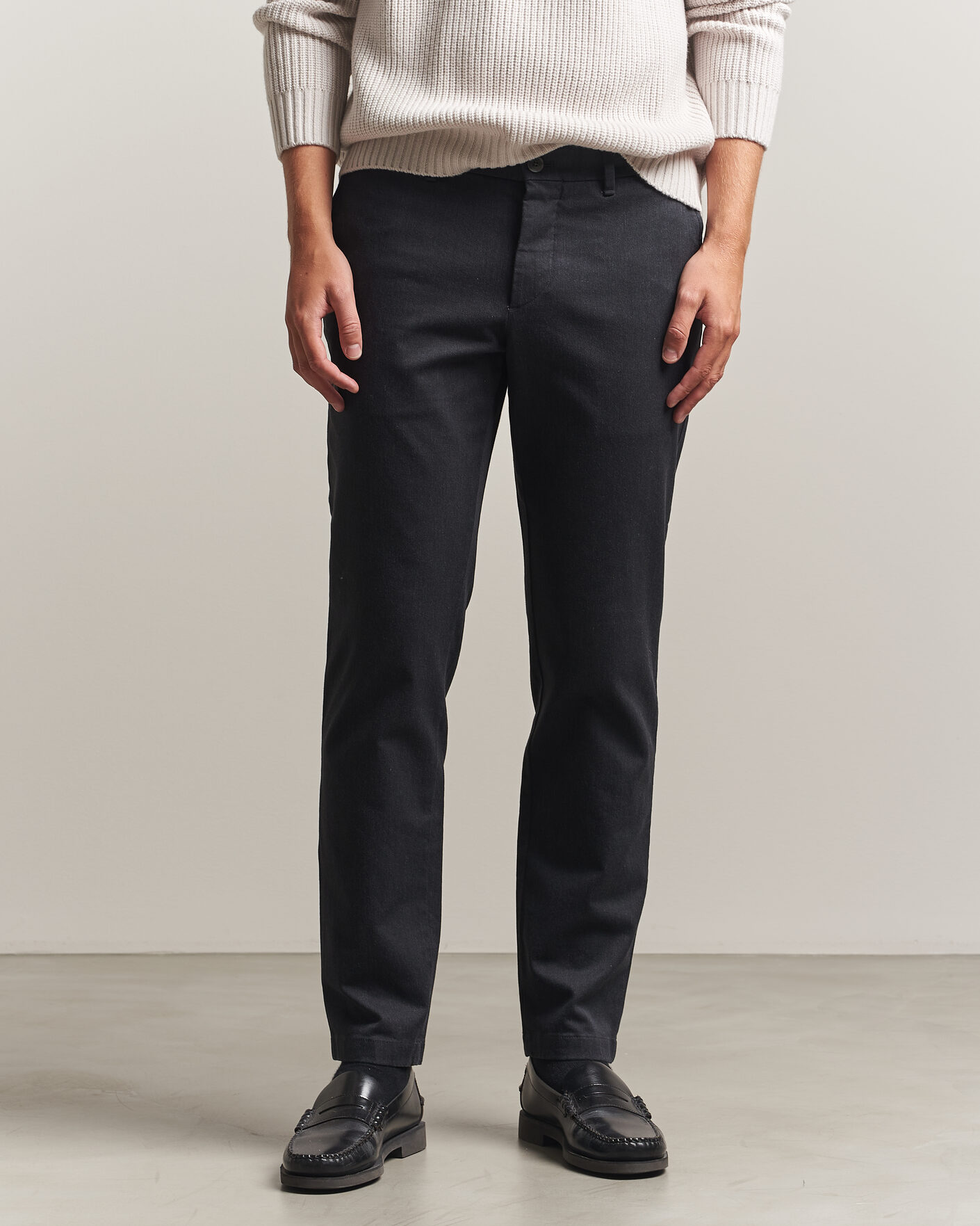 Men | Trousers | J.Lindeberg | Chase Stretch Flannel Trousers Dark Grey