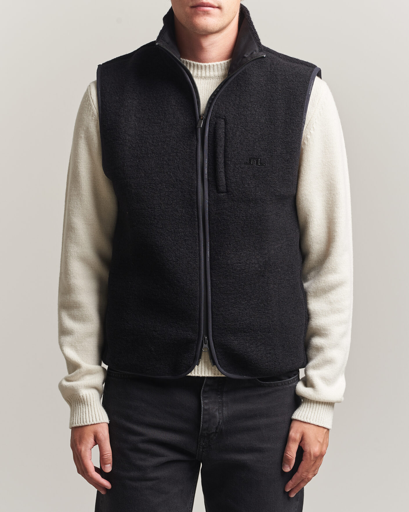 Men | Gilets | J.Lindeberg | Duncan Wool Fleece Vest Black
