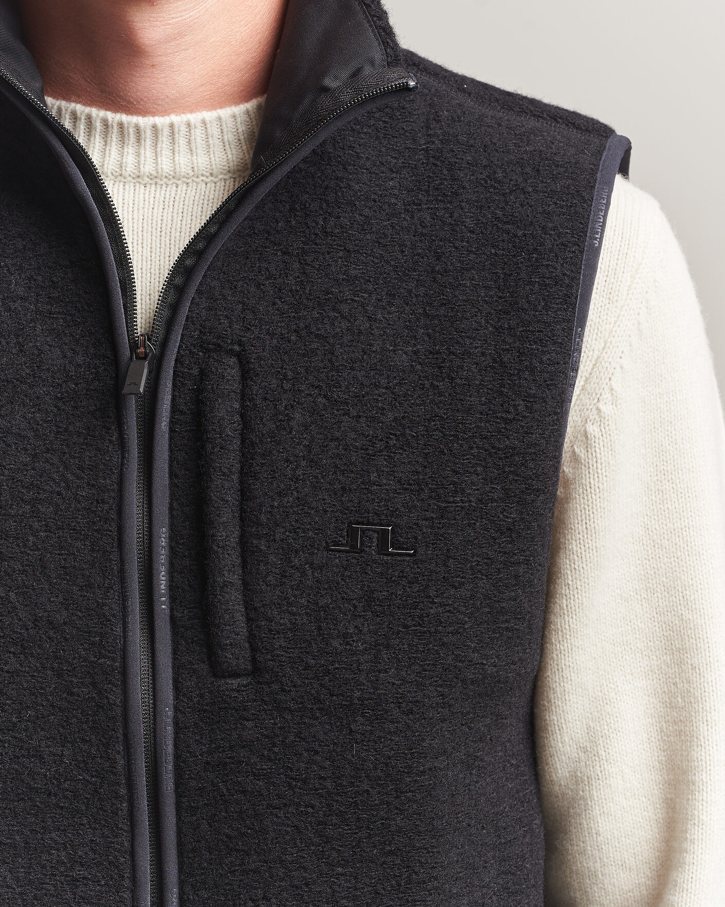 Men | Gilets | J.Lindeberg | Duncan Wool Fleece Vest Black