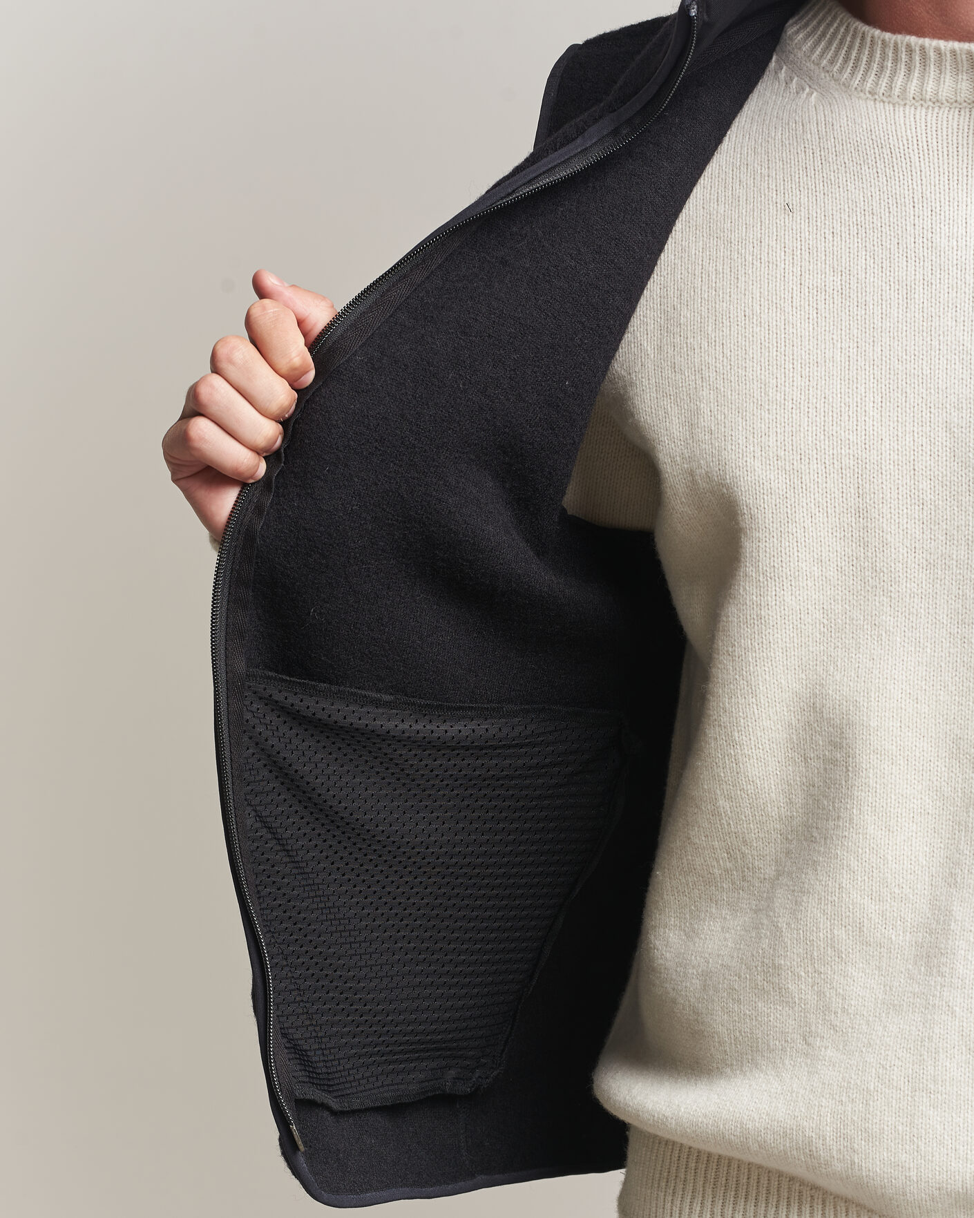 Men | Gilets | J.Lindeberg | Duncan Wool Fleece Vest Black