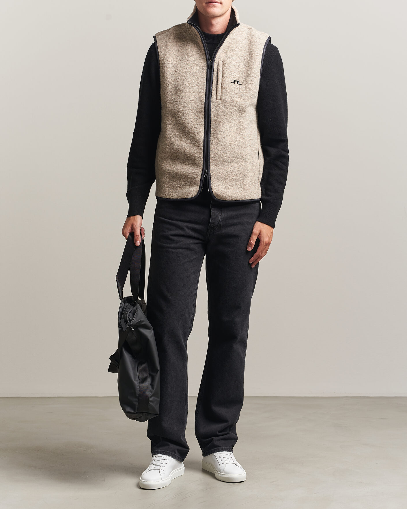 Men | Gilets | J.Lindeberg | Duncan Wool Fleece Vest Moonbeam