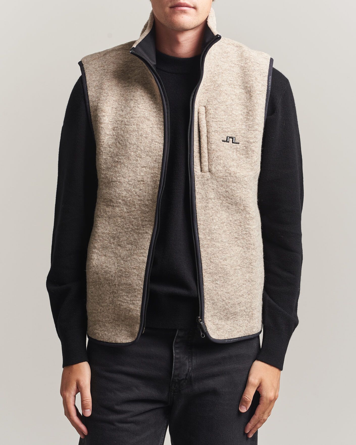 Men | Gilets | J.Lindeberg | Duncan Wool Fleece Vest Moonbeam