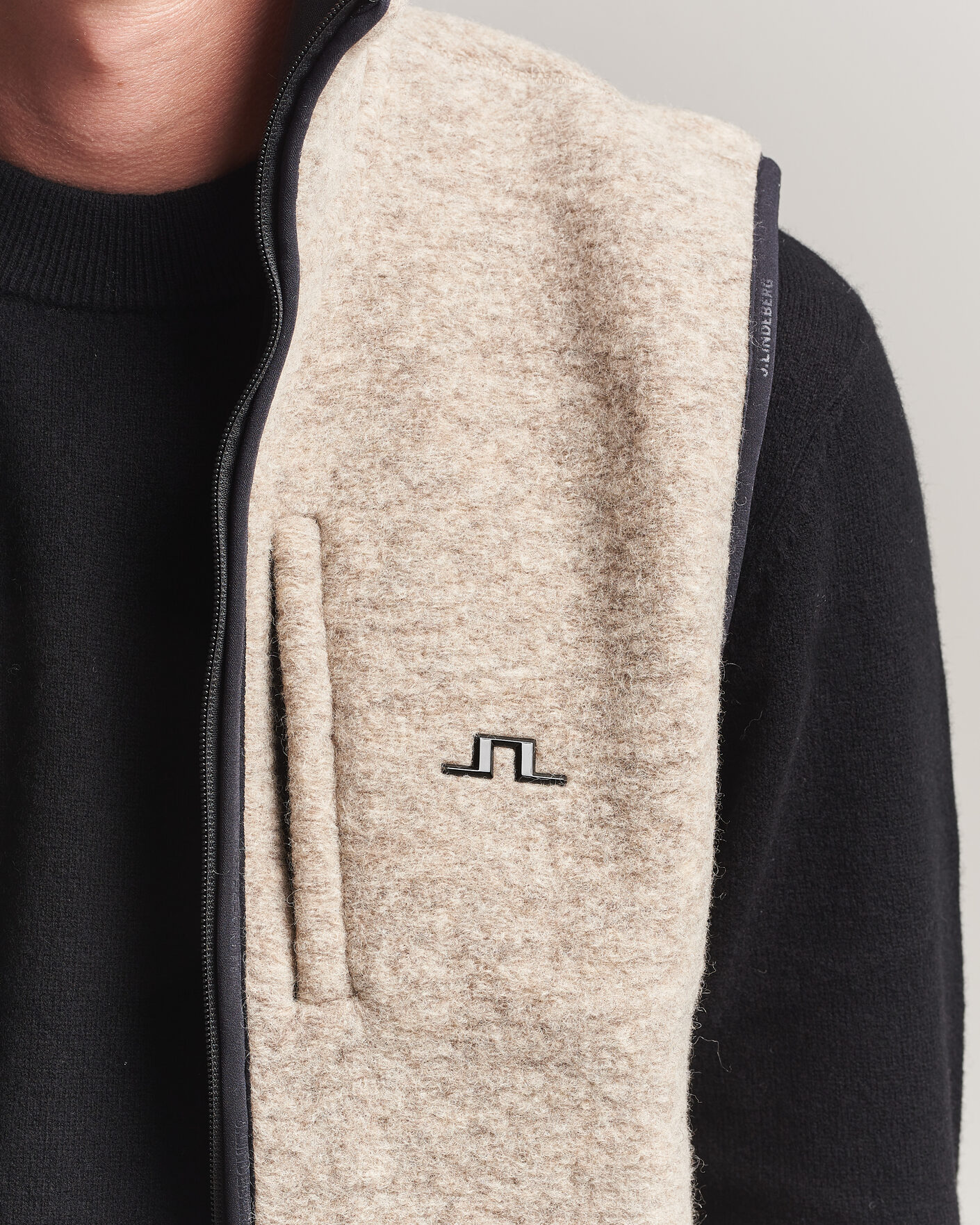 J.Lindeberg Duncan Wool Fleece Vest Moonbeam at CareOfCarl.com