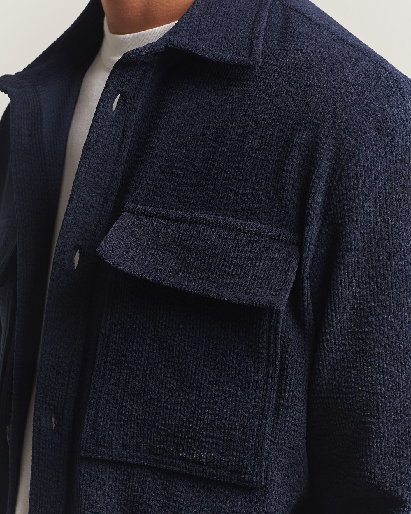 Men | Shirts | J.Lindeberg | Finnigan Drape Cord Overshirt JL Navy