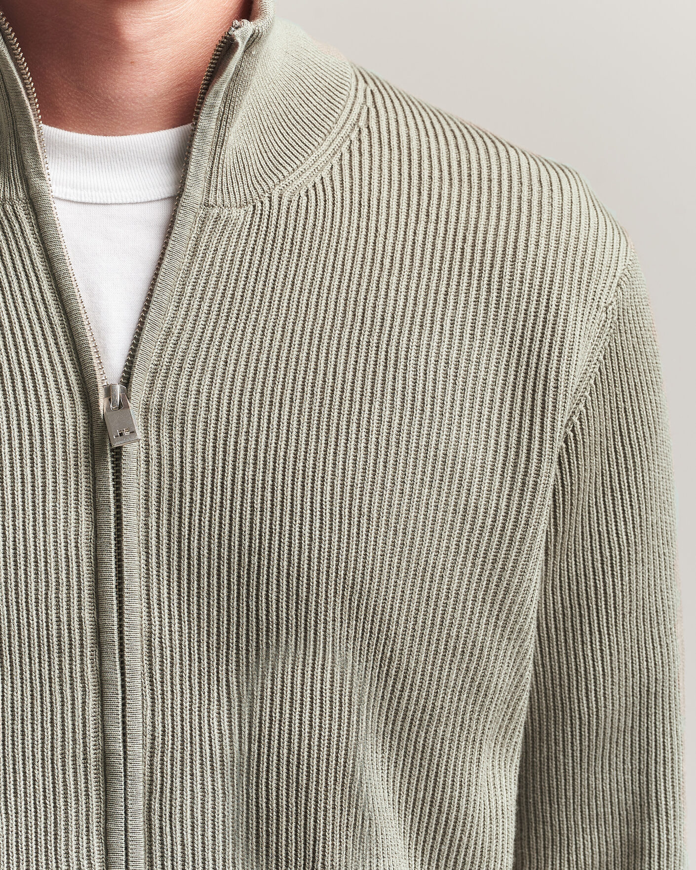 Men | Sweaters & Knitwear | J.Lindeberg | Alexis Cotton Full Zip Brindle