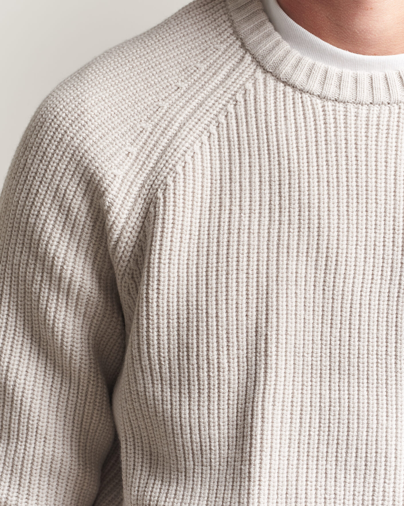 Men | Sweaters & Knitwear | J.Lindeberg | Hallow Wool Blend Knitted Sweater Moonbeam