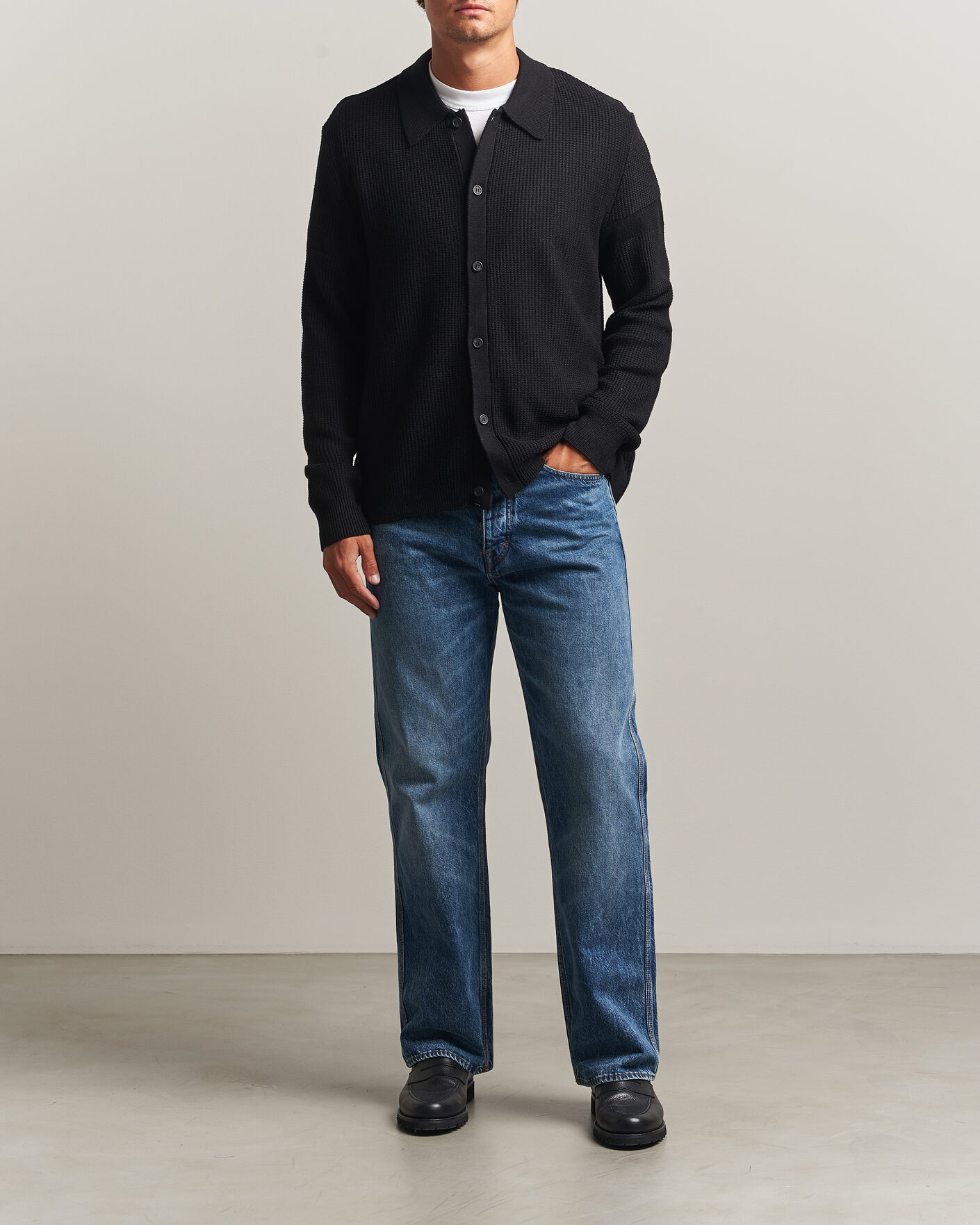 Men | Sweaters & Knitwear | J.Lindeberg | Willem Knitted Cardigan Black
