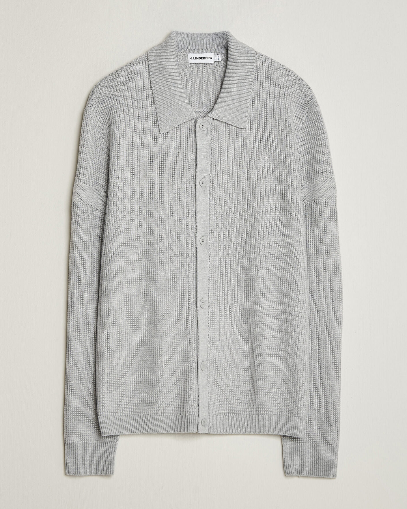 Men | Sweaters & Knitwear | J.Lindeberg | Willem Knitted Cardigan Light Grey Melange
