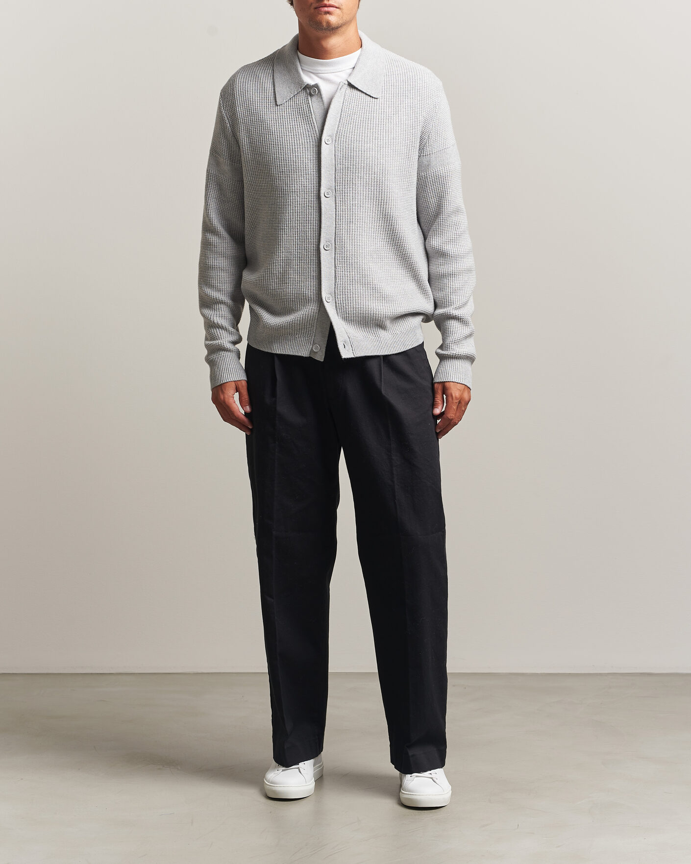 Men | Sweaters & Knitwear | J.Lindeberg | Willem Knitted Cardigan Light Grey Melange