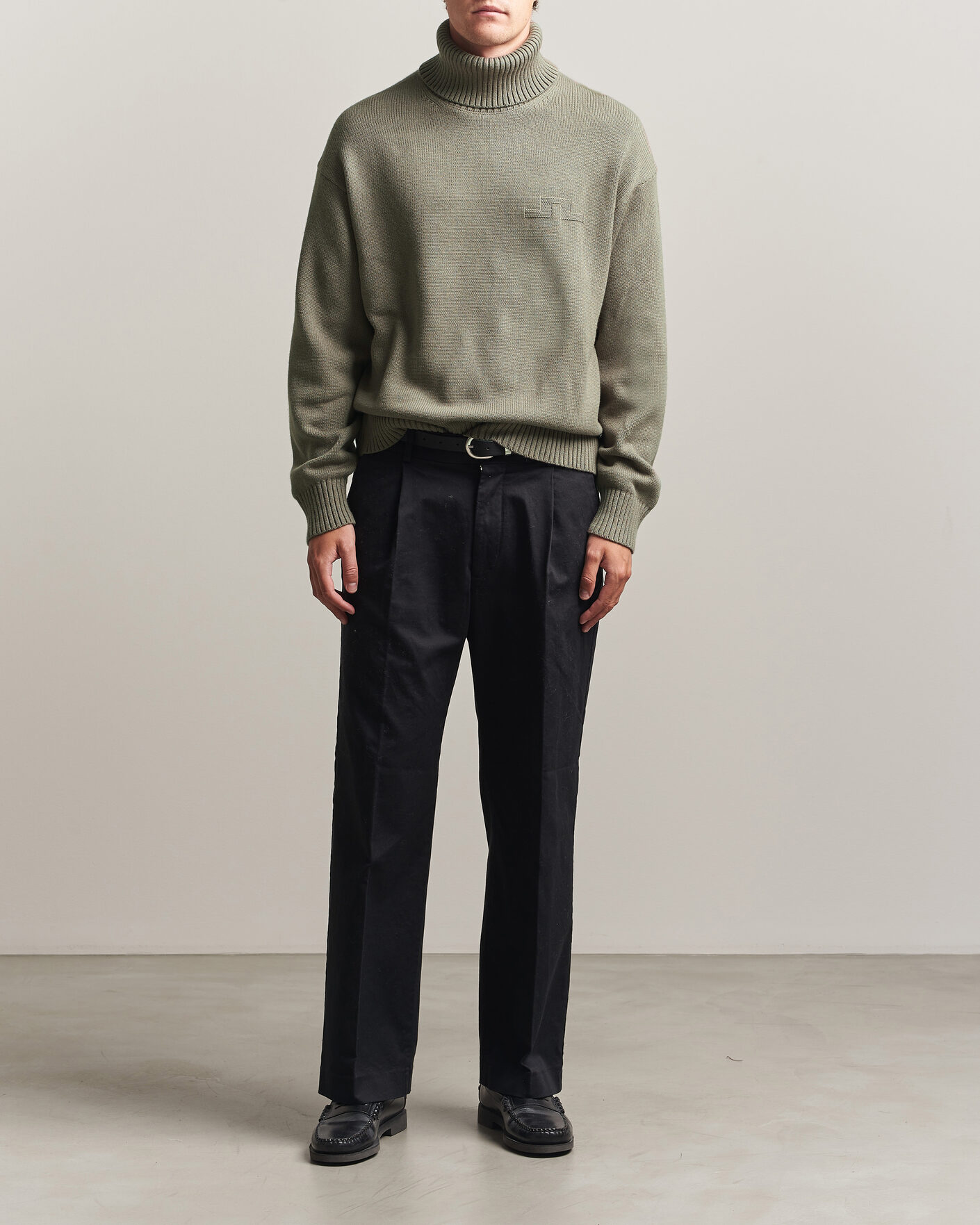 Men | Sweaters & Knitwear | J.Lindeberg | Eddy Wool/Cotton Knitted Turtleneck Brindle