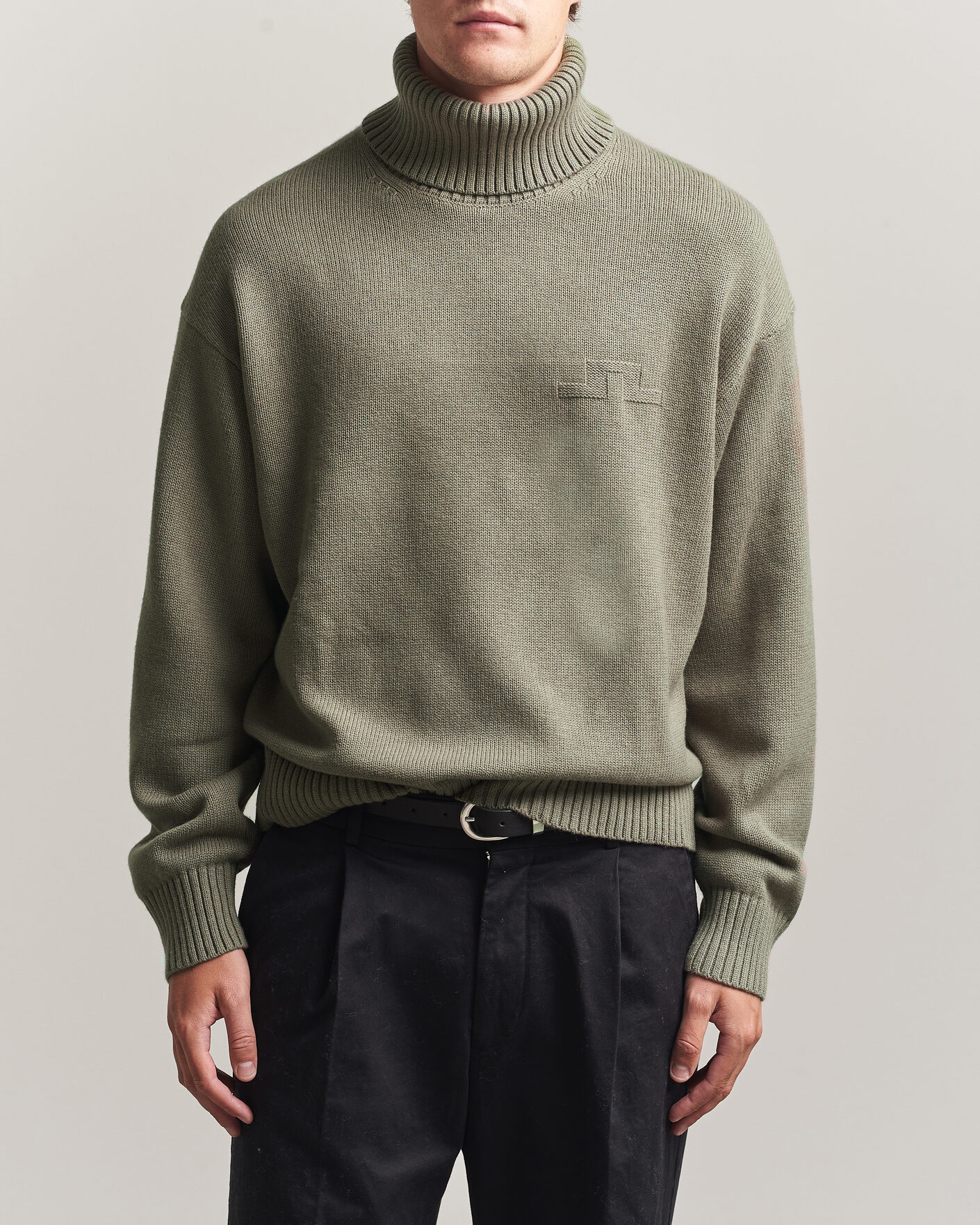 Men | Sweaters & Knitwear | J.Lindeberg | Eddy Wool/Cotton Knitted Turtleneck Brindle