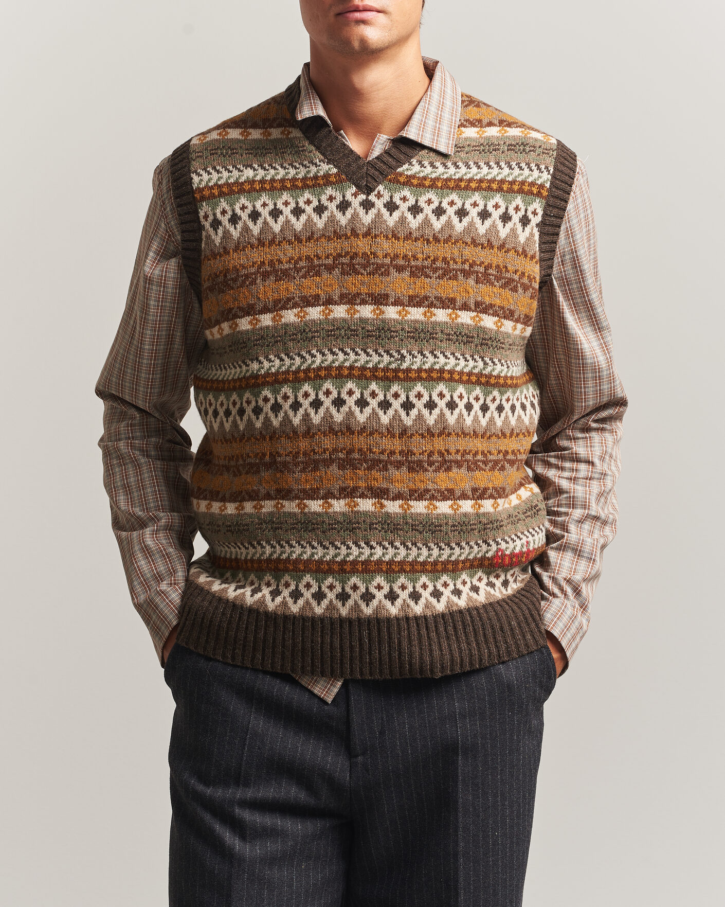 Men | Sweaters & Knitwear | Forét | Fairisle Lambswool Vest Thyme