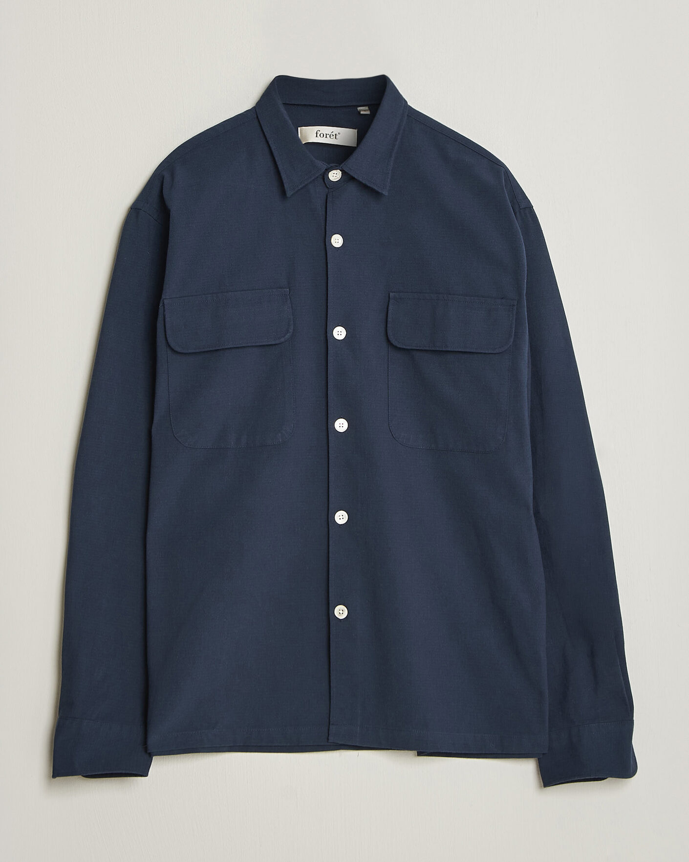 Men | Shirts | Forét | Lunar Relaxed Fit Textured Overshirt Navy