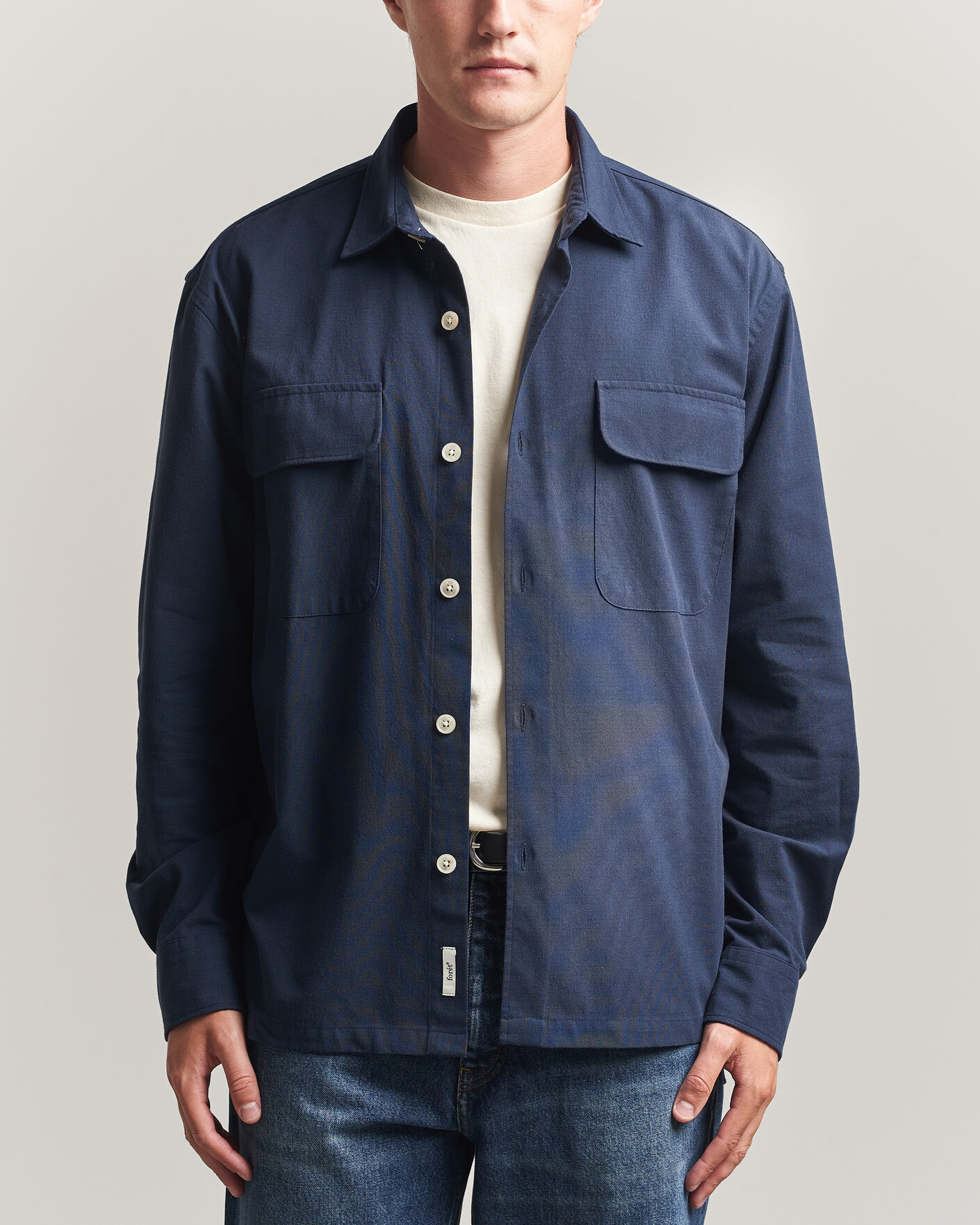 Men | Shirts | Forét | Lunar Relaxed Fit Textured Overshirt Navy