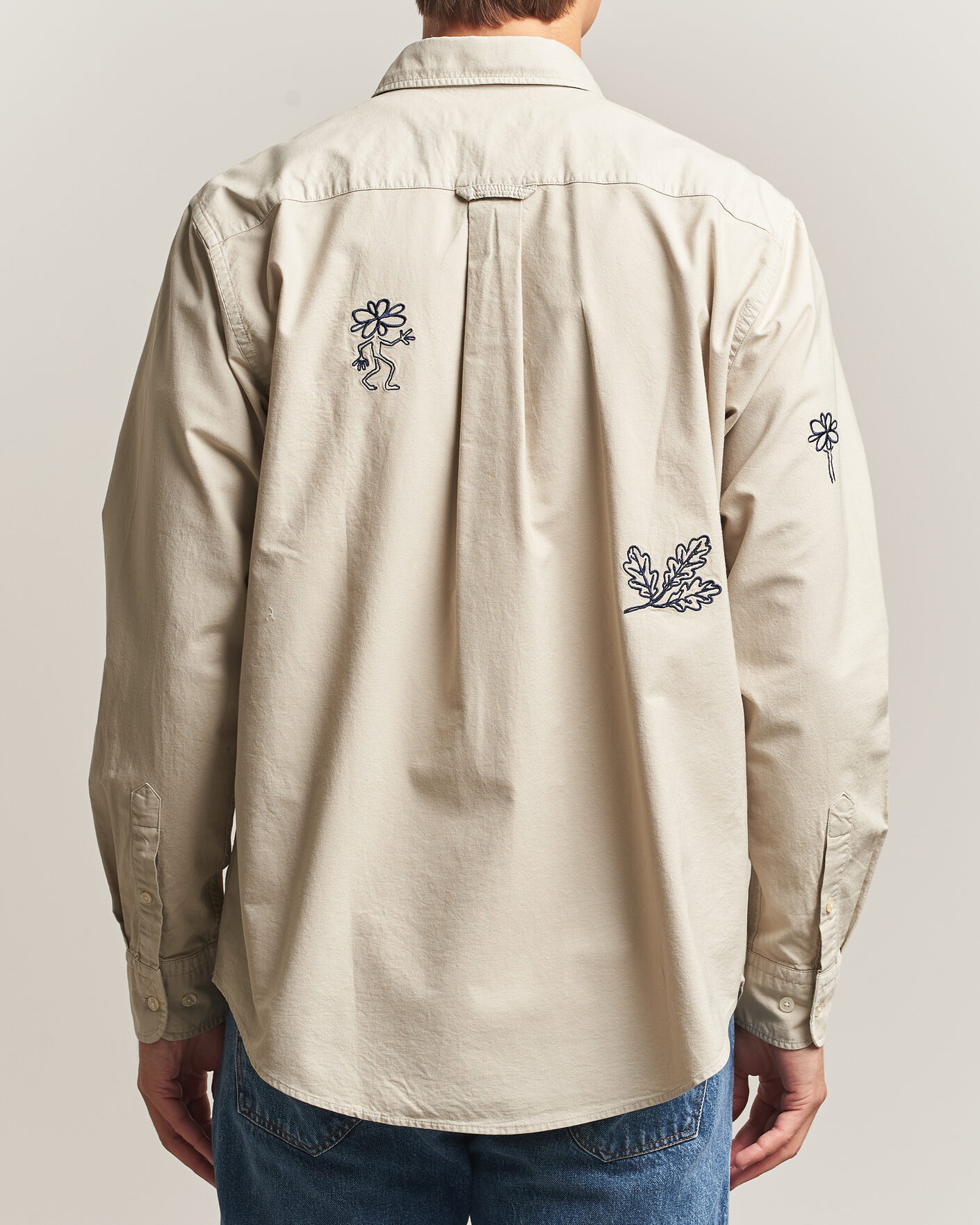 Men | Shirts | Forét | Maple Embroidery Oxford Shirt Oat