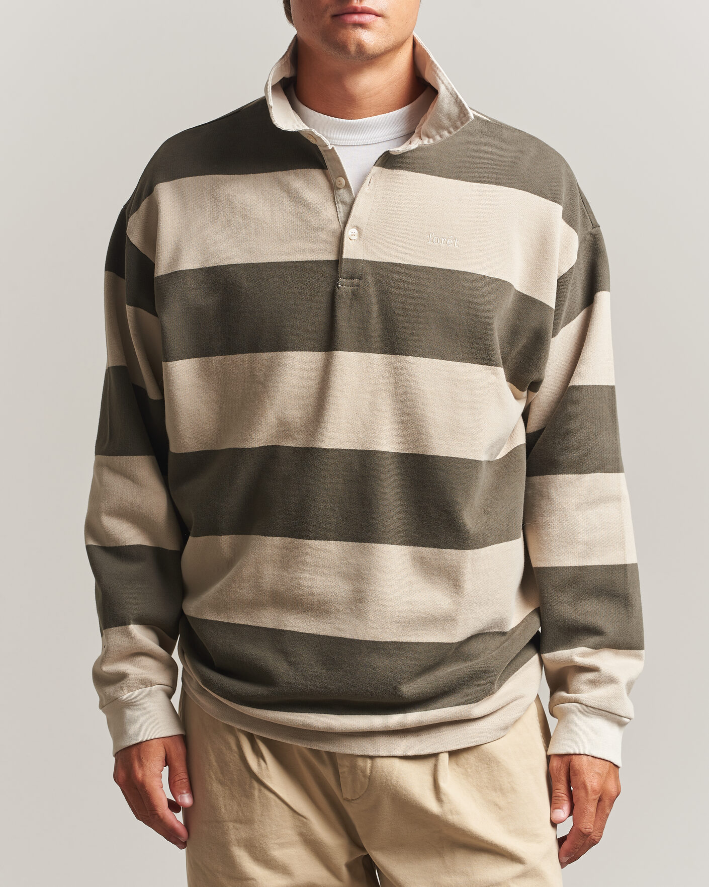 Men | Sweaters & Knitwear | Forét | Match Rugby Sweatshirt Wood Stripe