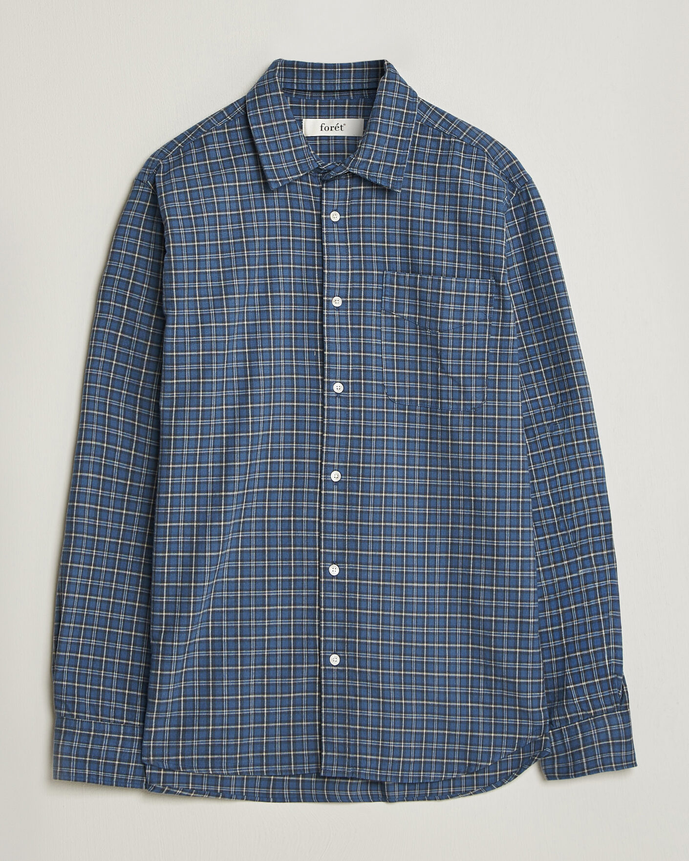 Men | Shirts | Forét | Ridge Flannel Check Shirt Navy