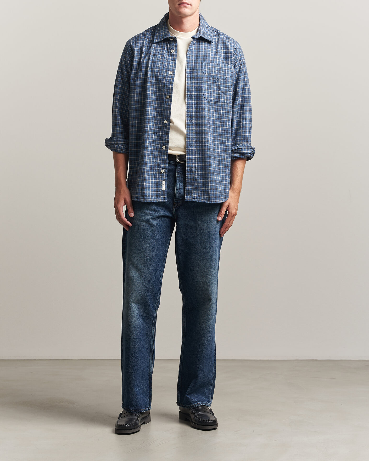 Men | Shirts | Forét | Ridge Flannel Check Shirt Navy