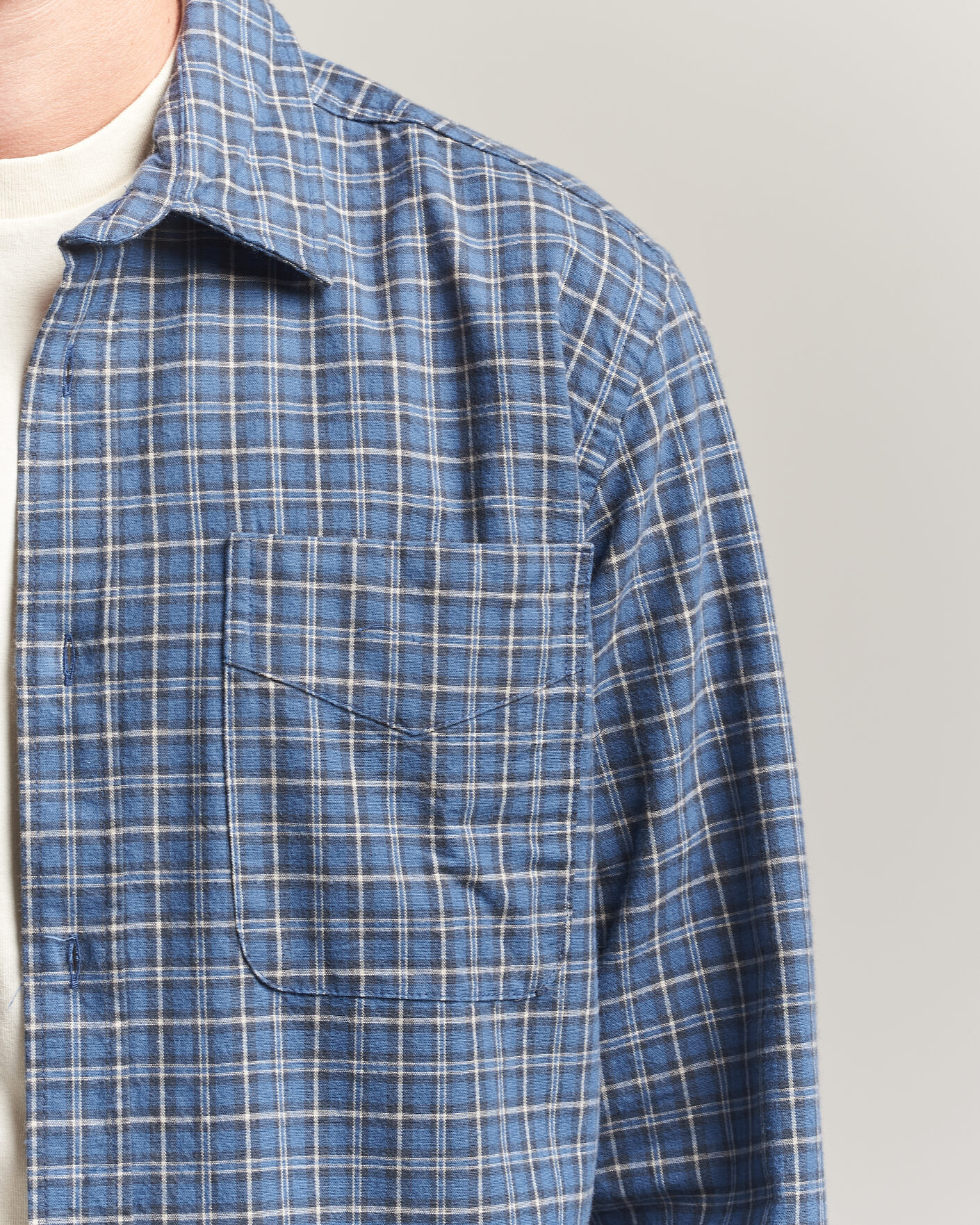 Men | Shirts | Forét | Ridge Flannel Check Shirt Navy