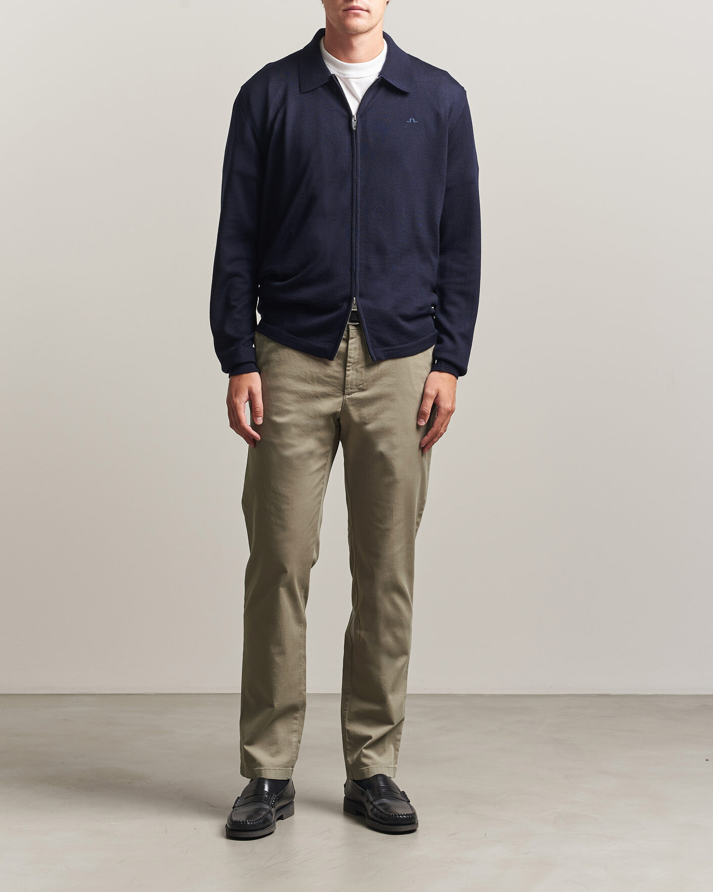 Men | Sweaters & Knitwear | J.Lindeberg | Kaleb Merino Full Zip JL Navy