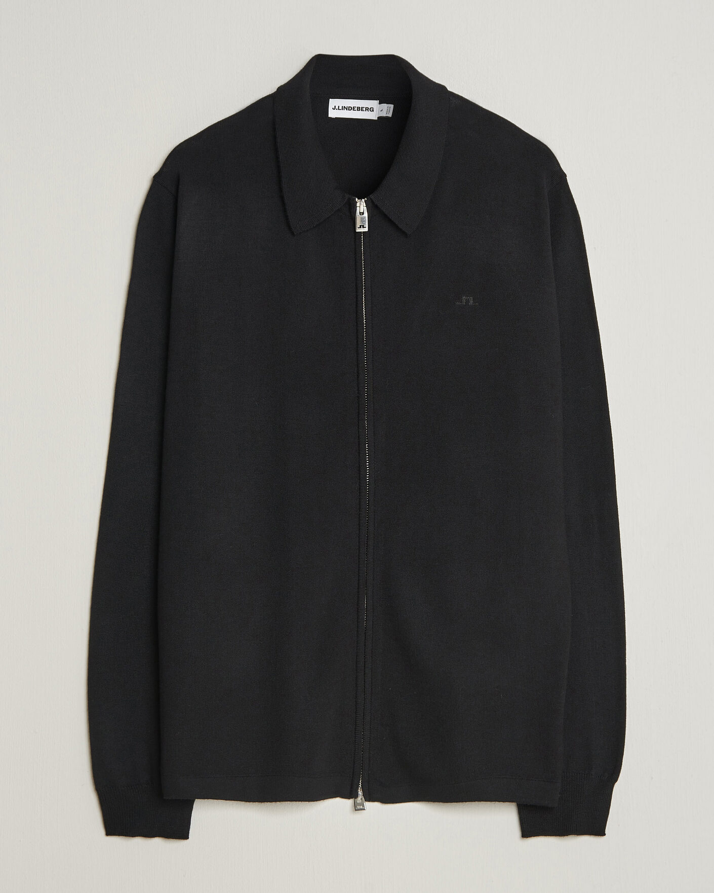 Men | Sweaters & Knitwear | J.Lindeberg | Kaleb Merino Full Zip Black