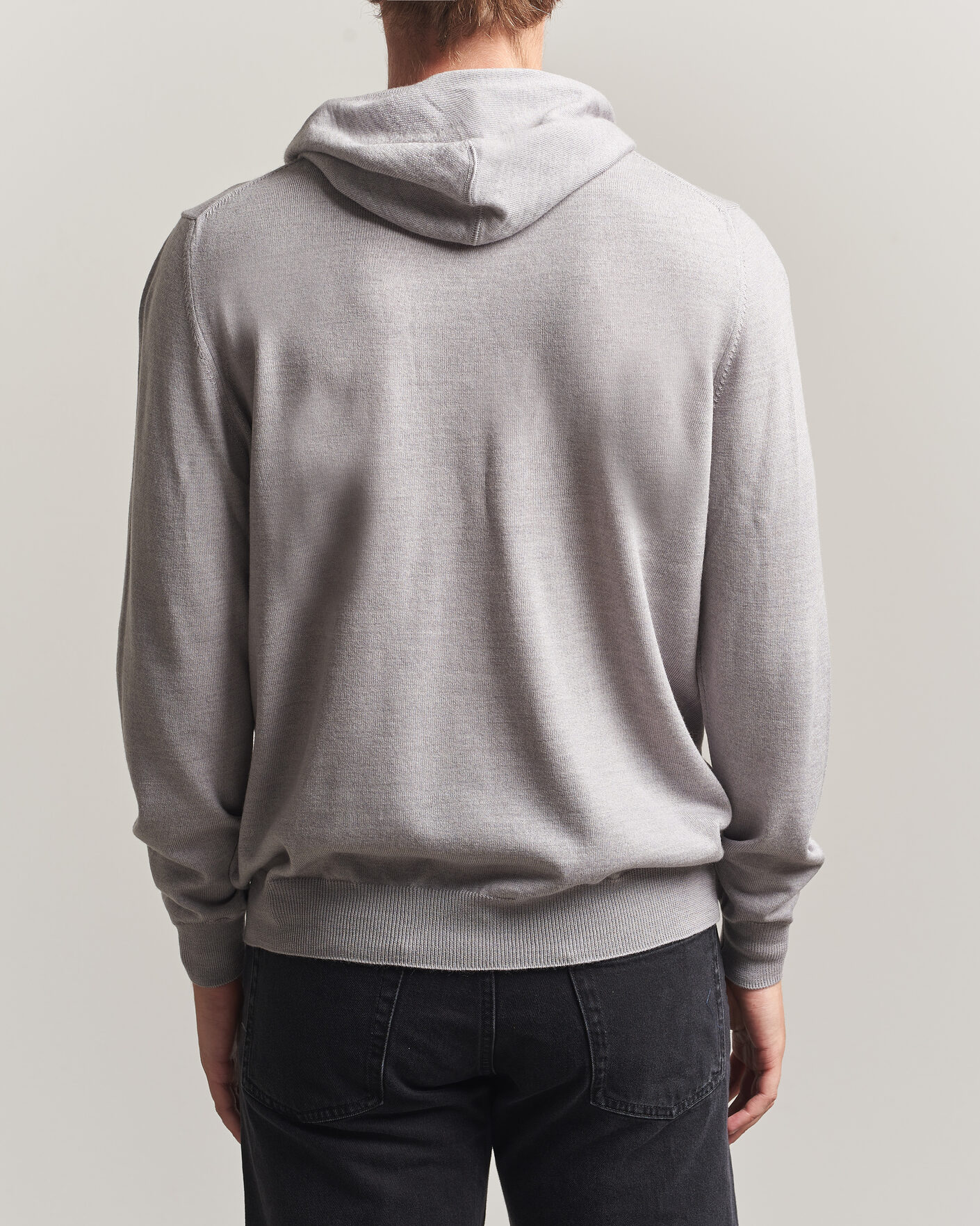 Men | Sweaters & Knitwear | J.Lindeberg | Karl Merino Hoodie Light Grey Melange