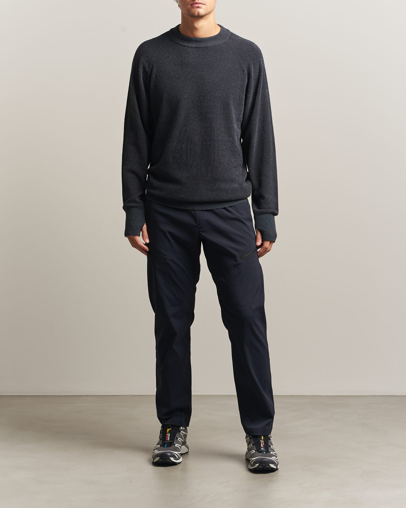 Men | Sweaters & Knitwear | Goldwin | Mesh Pile Crew Neck Wolf Gray