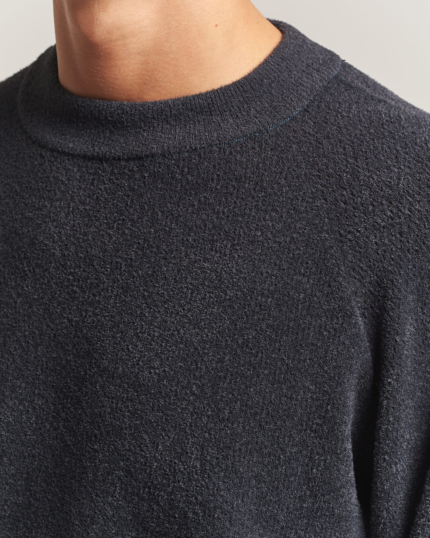 Men | Sweaters & Knitwear | Goldwin | Mesh Pile Crew Neck Wolf Gray