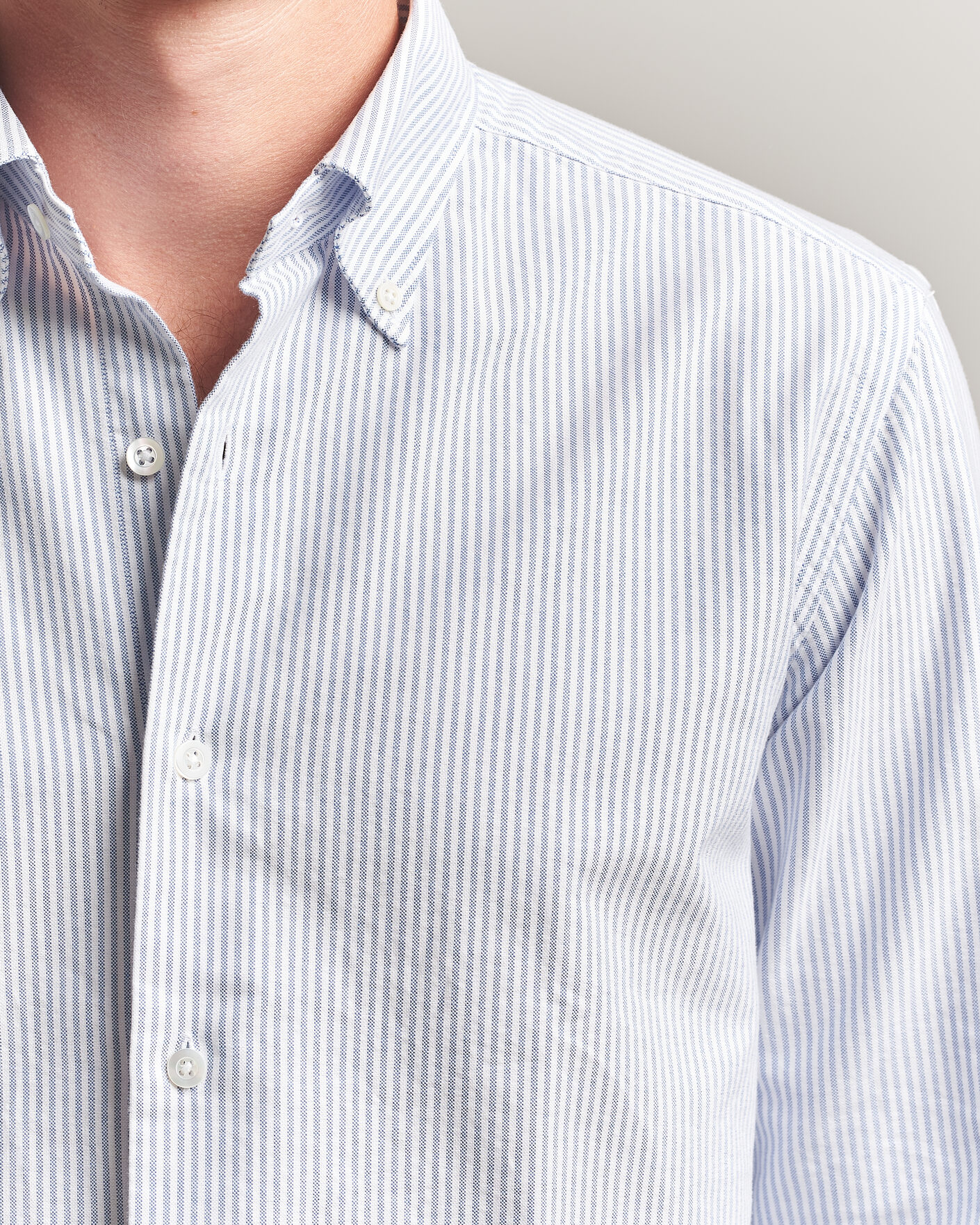 Men | Shirts | Grigio | Oxford Button Down Shirt Light Blue Stripe