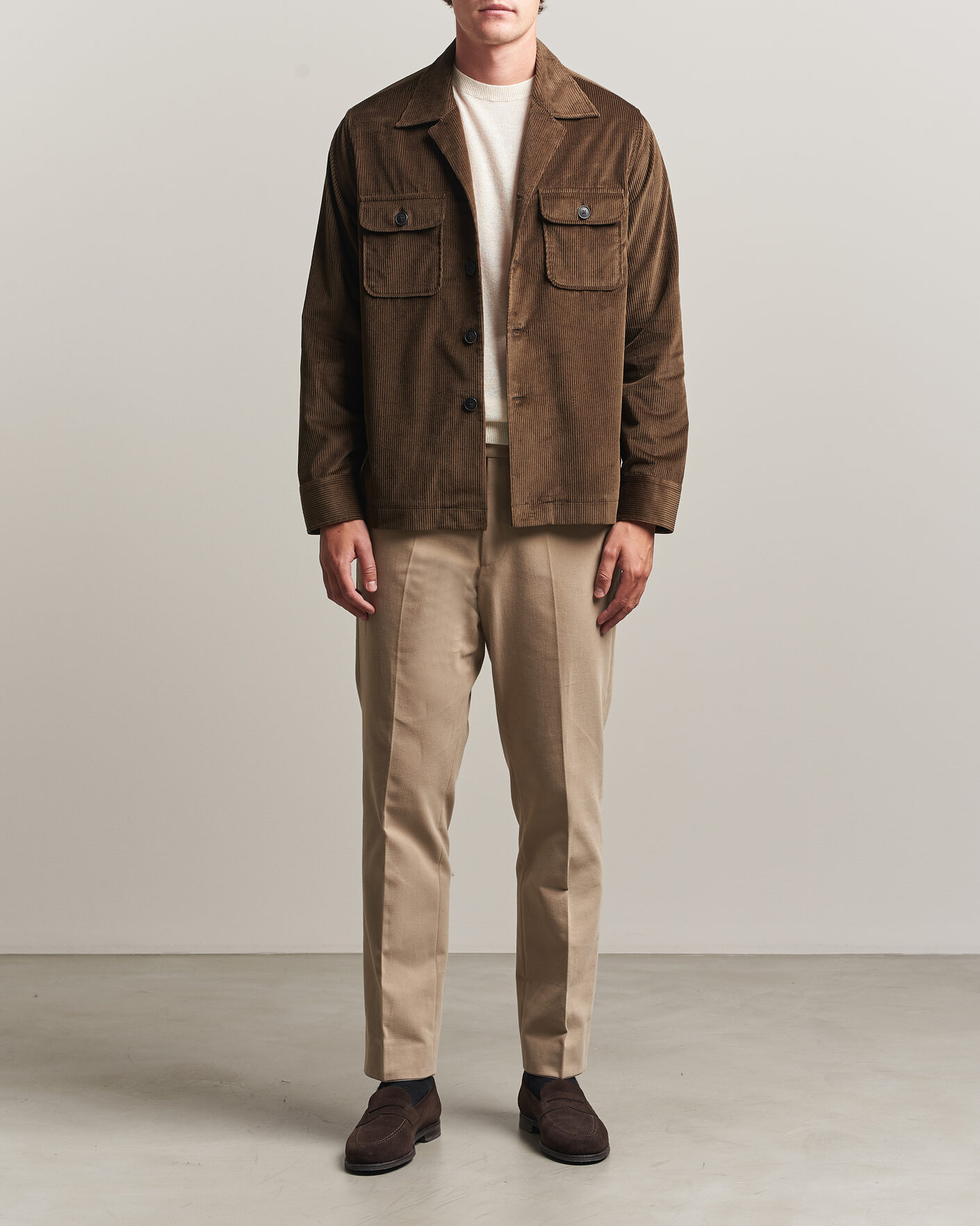 Men | Shirts | Grigio | Corduroy Overshirt Dark Brown