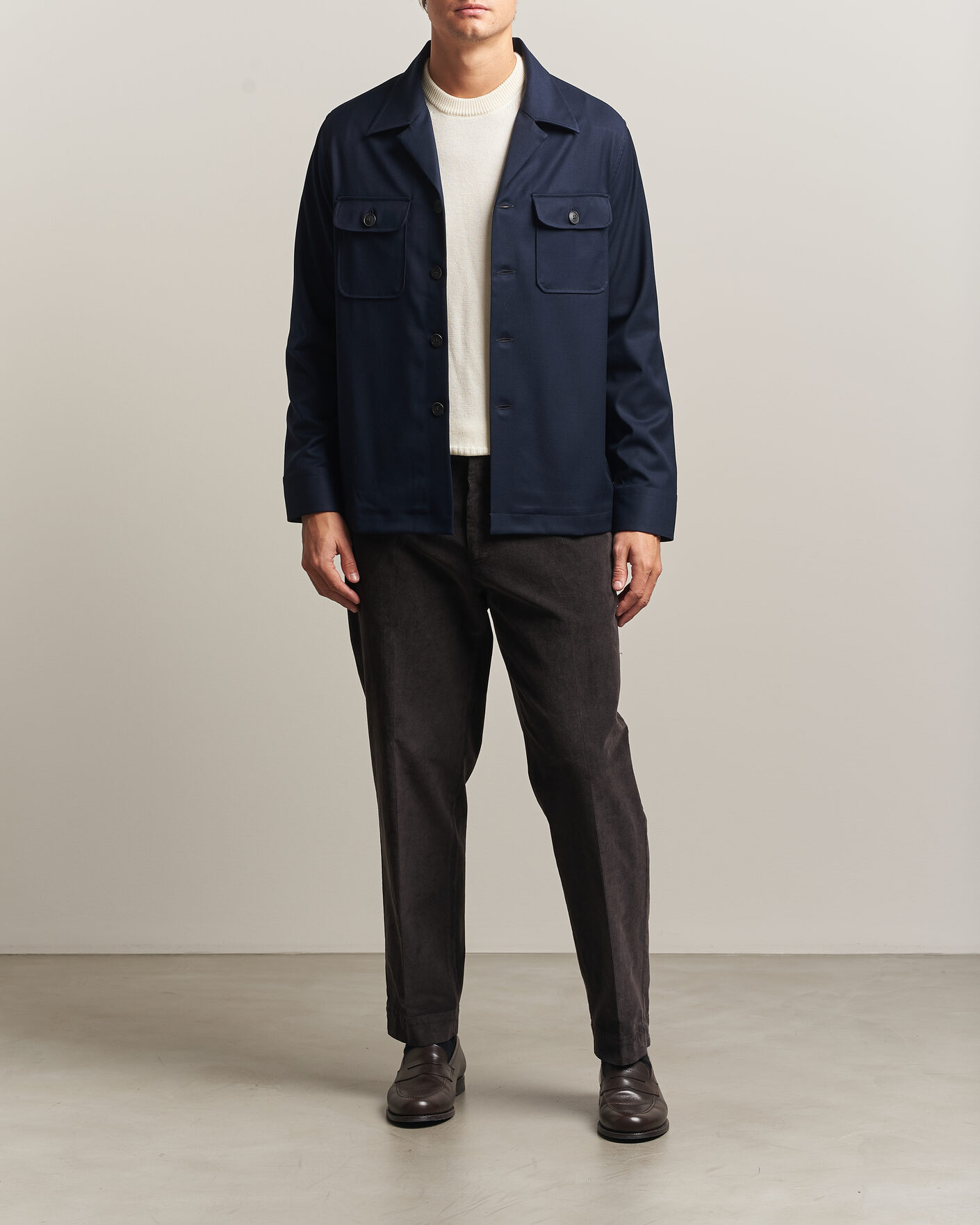 Men | Shirts | Grigio | Twill Overshirt Navy