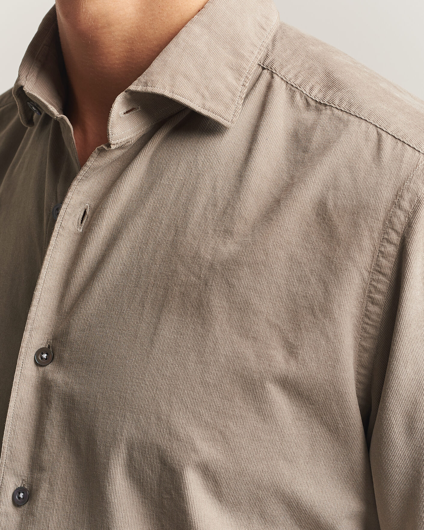 Men | Shirts | Grigio | Corduroy Shirt Beige