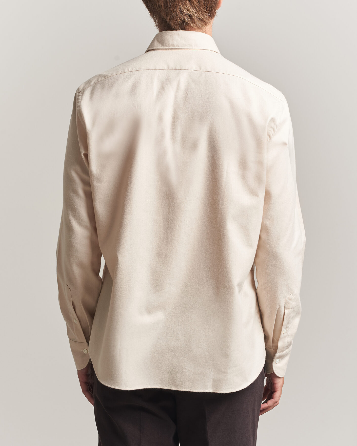 Men | Shirts | Grigio | Washed Flannel Shirt Off White