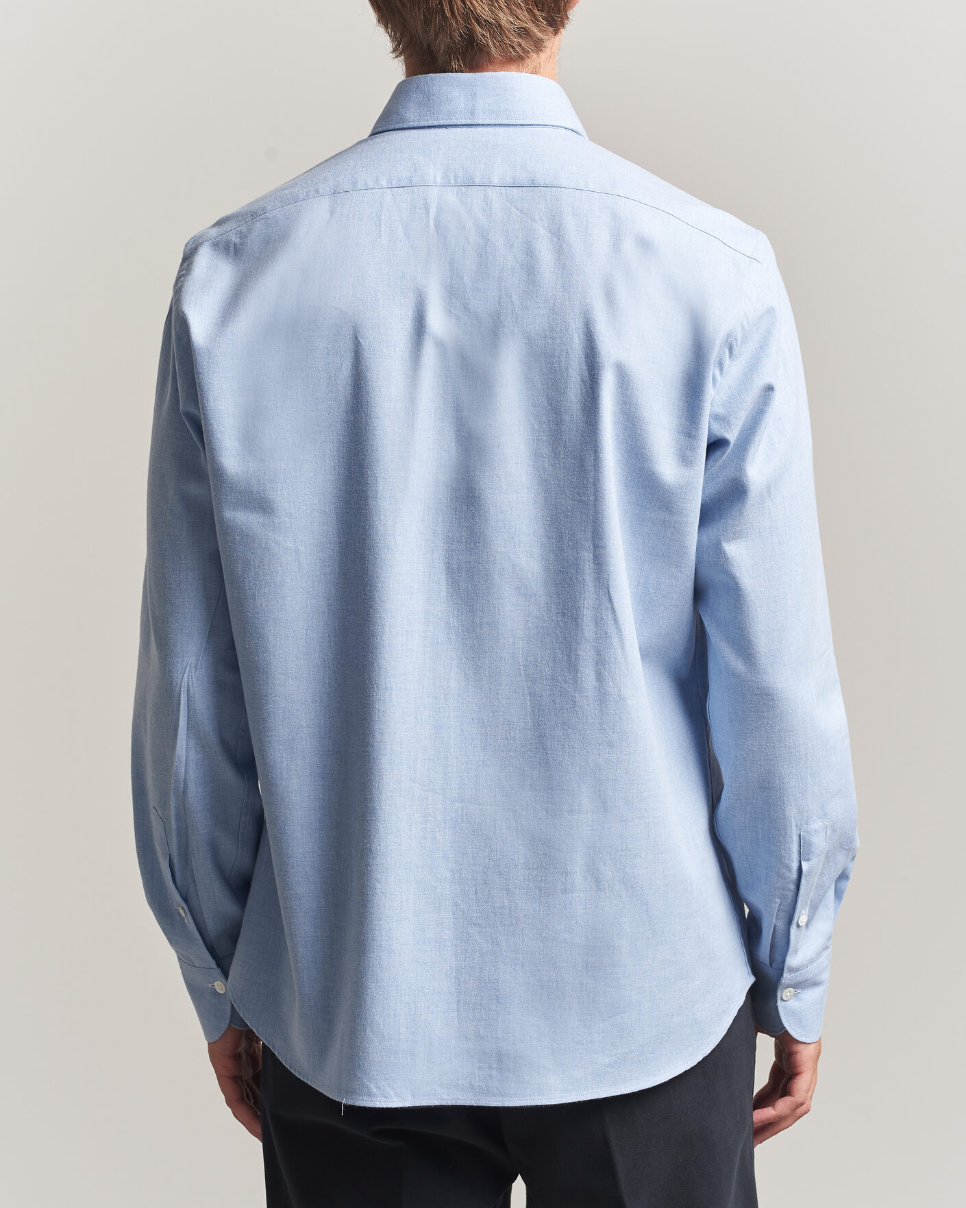 Men | Shirts | Grigio | Washed Flannel Shirt Light Blue