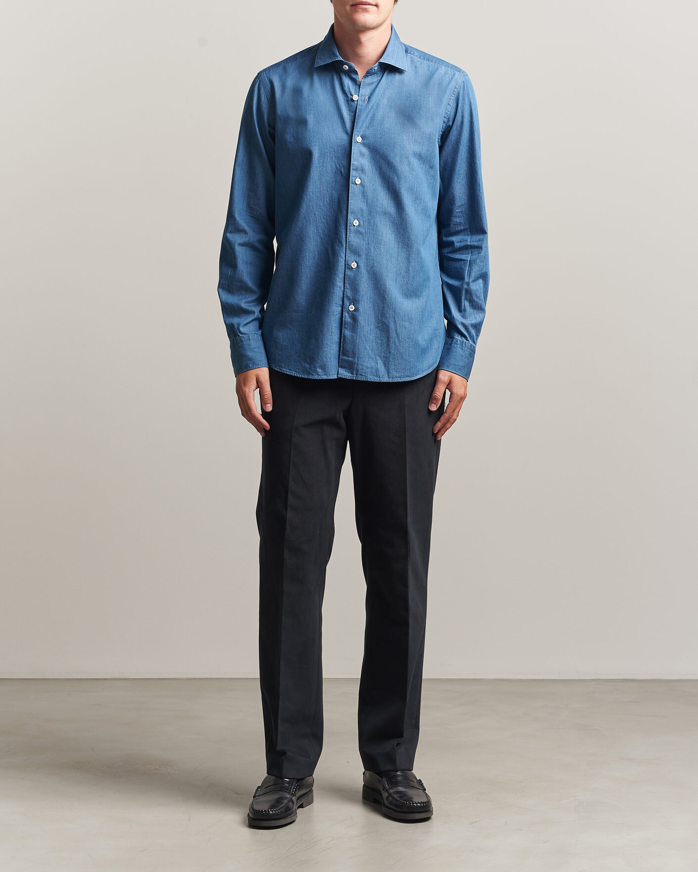 Men | Shirts | Grigio | Denim Shirt Light Blue