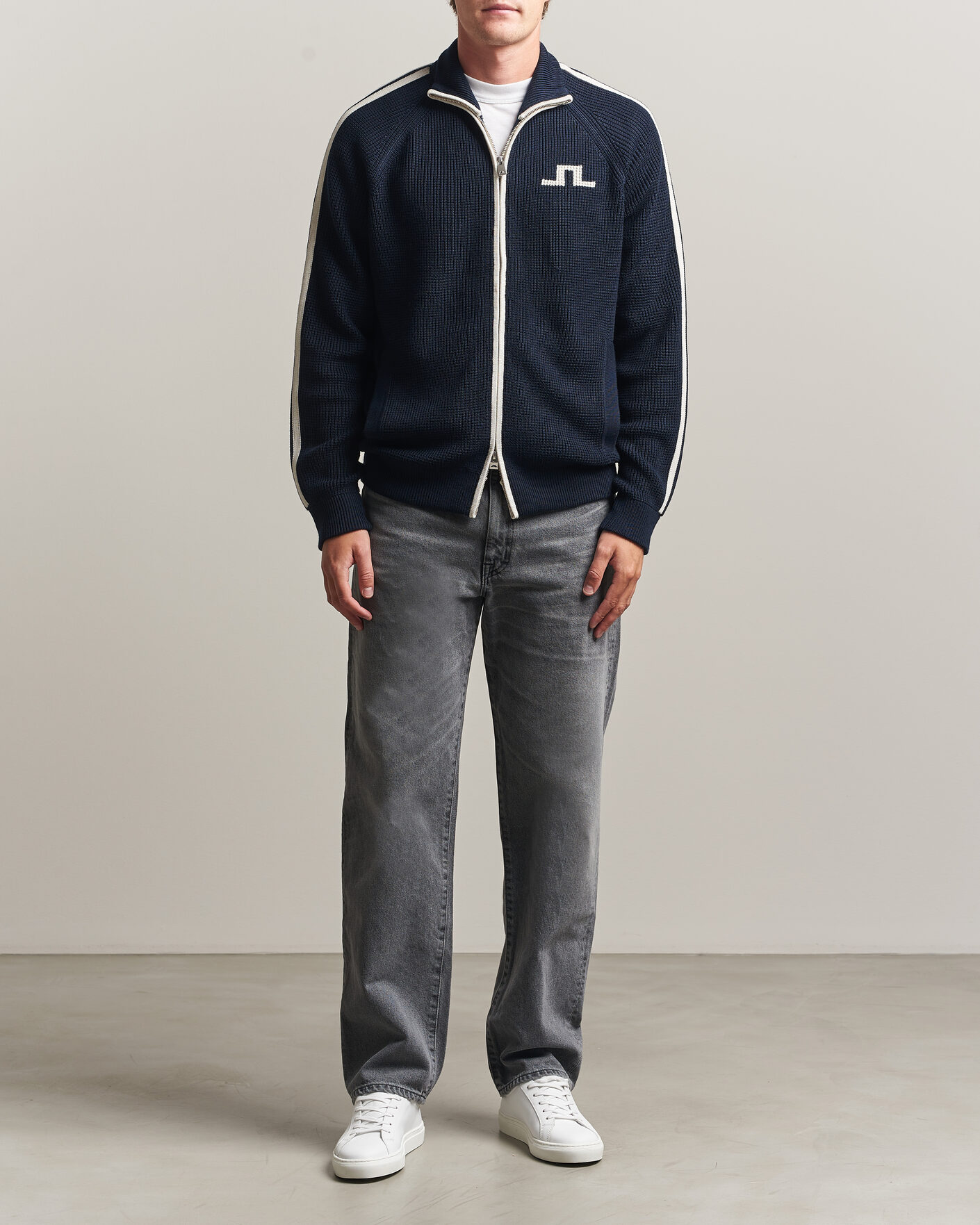 J.Lindeberg Craig Knitted Full Zip JL Navy at CareOfCarl.com