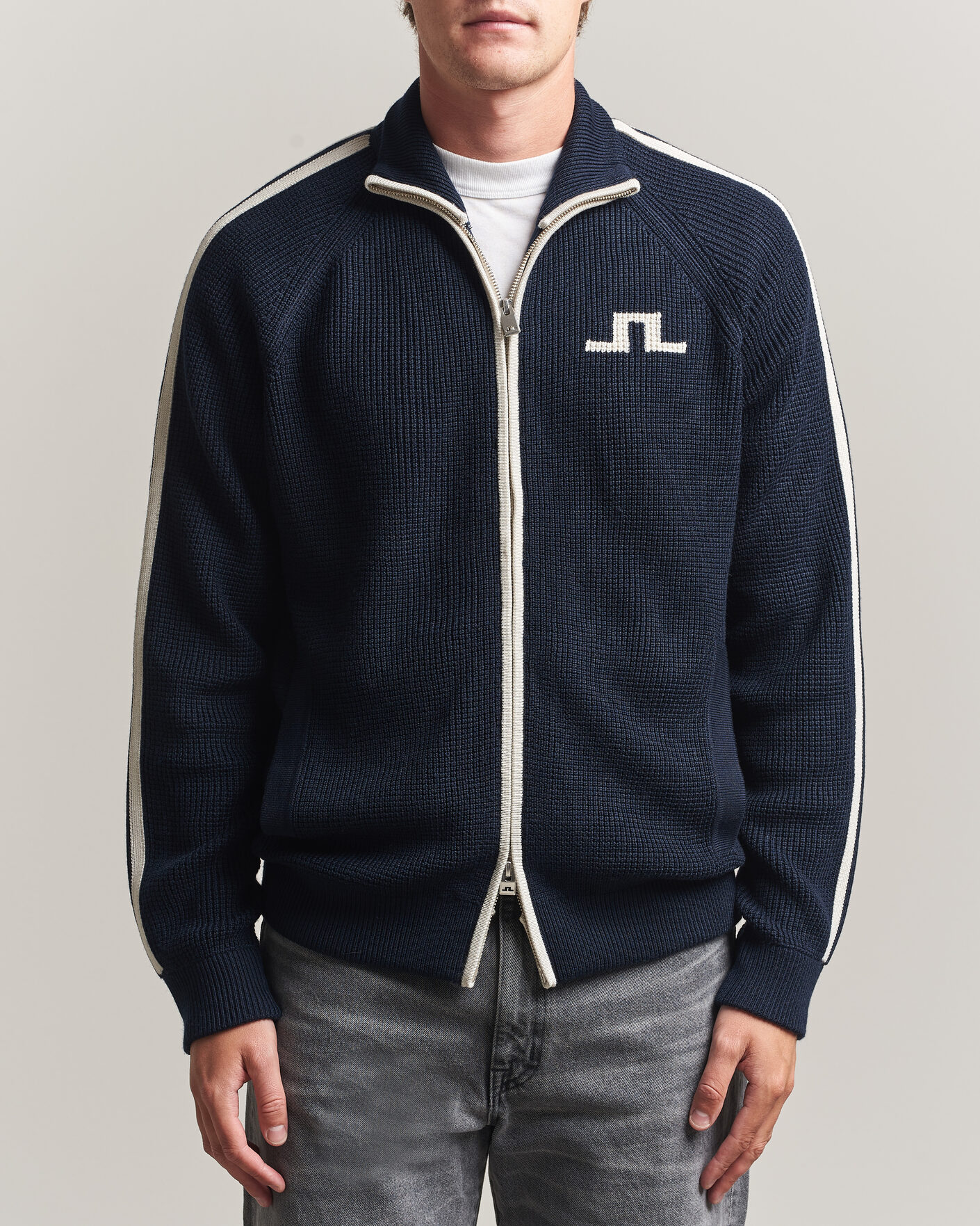 J.Lindeberg Craig Knitted Full Zip JL Navy at CareOfCarl.com